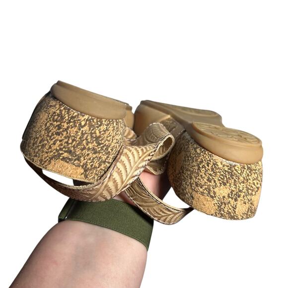 Spring Step L’Artiste Ceylan Embossed Leather Sandals Tan Beige EU 37 US 7 - Picture 8 of 10